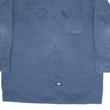 DICKIES Workwear Mens Plain Shirt Blue Long Sleeve L
