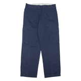 DICKIES Cargo Mens Trousers Blue Relaxed Straight W36 L32