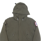 HELVETICA Mens Rain Jacket Green Hooded XS