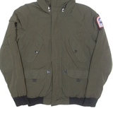 HELVETICA Mens Rain Jacket Green Hooded XS