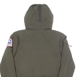 HELVETICA Mens Rain Jacket Green Hooded XS