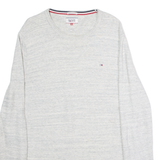 HILFIGER DENIM Mens Jumper Grey Crew Neck Tight Knit L
