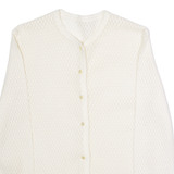 Womens Cardigan White Crew Neck Open Knit M
