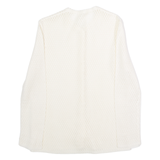 Womens Cardigan White Crew Neck Open Knit M