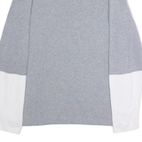 TOMMY HILFIGER Womens Patterned Jumper Grey Colourblock Crew Neck Tight Knit L