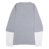 TOMMY HILFIGER Womens Patterned Jumper Grey Colourblock Crew Neck Tight Knit L