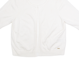 DKNY Womens Cardigan White Crew Neck Tight Knit Short Sleeve Viscose S