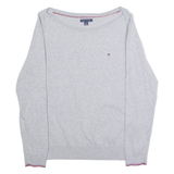 TOMMY HILFIGER Womens Jumper Grey Crew Neck Tight Knit M