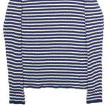 TOMMY HILFIGER Womens Patterned Jumper Blue Striped Crew Neck Tight Knit S