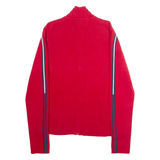 TOMMY HILFIGER Womens Jumper Red High Neck Tight Knit XL