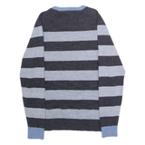 HILFIGER DENIM Mens Patterned Jumper Grey Striped Crew Neck Tight Knit M
