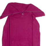 O'NEILL Womens Jumper Pink Roll Neck Chunky Knit M