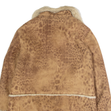 NEW MORRIGAN Faux Fur Afghan Style Womens Overcoat Coat Brown Faux Suede S