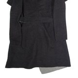 DKNY Belted Womens Overcoat Coat Black Wool UK 8