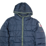 DESIGUAL Mens Puffer Jacket Blue Hooded 2XL