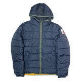 DESIGUAL Mens Puffer Jacket Blue Hooded 2XL