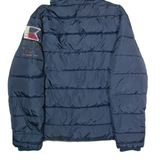 DESIGUAL Mens Puffer Jacket Blue Hooded 2XL