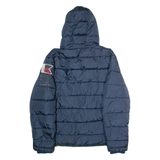 DESIGUAL Mens Puffer Jacket Blue Hooded 2XL