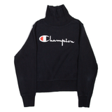CHAMPION Womens Sweatshirt Black High Neck XXS