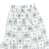 Button Down Womens A-Line Skirt White Knee Length Floral M