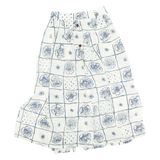 Button Down Womens A-Line Skirt White Knee Length Floral M