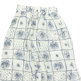 Button Down Womens A-Line Skirt White Knee Length Floral M