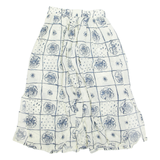 Button Down Womens A-Line Skirt White Knee Length Floral M