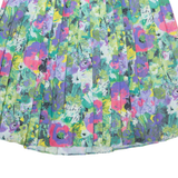 GUSCHI Pleated Womens A-Line Skirt Blue Short Floral L