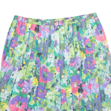 GUSCHI Pleated Womens A-Line Skirt Blue Short Floral L