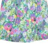 GUSCHI Pleated Womens A-Line Skirt Blue Short Floral L
