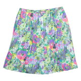 GUSCHI Pleated Womens A-Line Skirt Blue Short Floral L