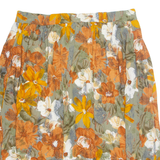 Womens A-Line Skirt Brown Knee Length Viscose Floral L
