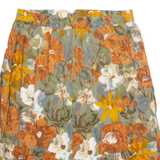 Womens A-Line Skirt Brown Knee Length Viscose Floral L