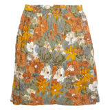 Womens A-Line Skirt Brown Knee Length Viscose Floral L
