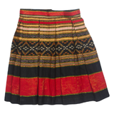 CHARIMA A-line Womens Pleated Skirt Red Short Fair Isle S