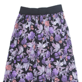 Womens A-Line Skirt Purple Knee Length Floral M