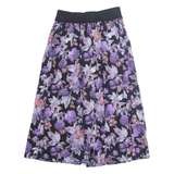 Womens A-Line Skirt Purple Knee Length Floral M