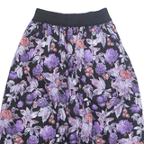 Womens A-Line Skirt Purple Knee Length Floral M
