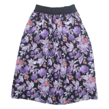 Womens A-Line Skirt Purple Knee Length Floral M