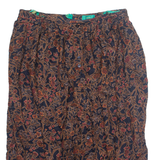 CANDA Womens A-Line Skirt Brown Knee Length Viscose 90s Floral UK 18