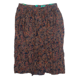 CANDA Womens A-Line Skirt Brown Knee Length Viscose 90s Floral UK 18