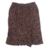 CANDA Womens A-Line Skirt Brown Knee Length Viscose 90s Floral UK 18