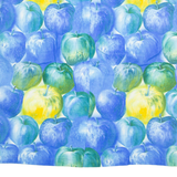 YONA All Over Apple Print Womens Straight Skirt Blue Knee Length UK 14