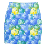 YONA All Over Apple Print Womens Straight Skirt Blue Knee Length UK 14
