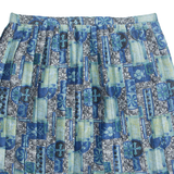 Womens Pleated Skirt Blue Knee Length Floral L