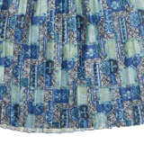 Womens Pleated Skirt Blue Knee Length Floral L