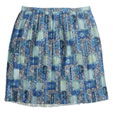 Womens Pleated Skirt Blue Knee Length Floral L