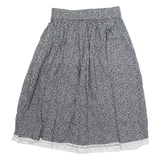 Womens A-Line Skirt Black Knee Length Crazy Pattern S