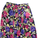 Womens A-Line Skirt Black Knee Length Viscose Floral UK 10