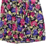 Womens A-Line Skirt Black Knee Length Viscose Floral UK 10